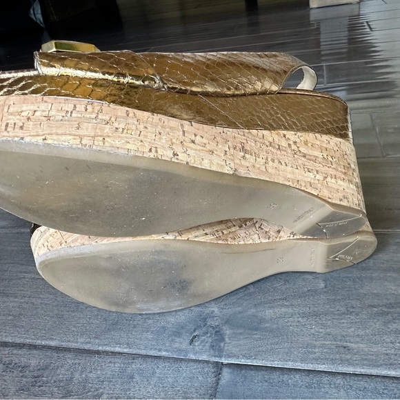 PRADA Gold Wedge Slingback Sandals🌸 - Picture 7 of 16